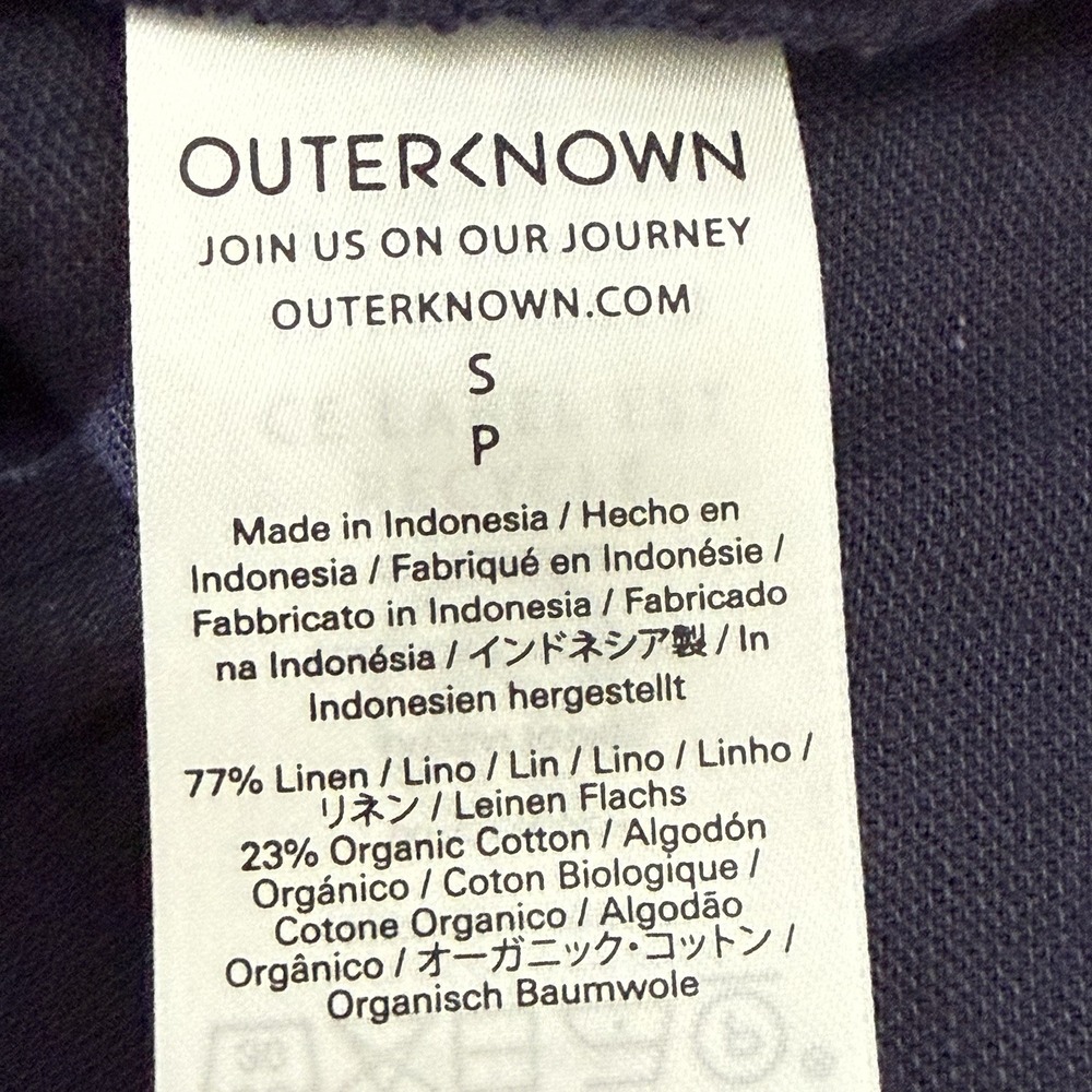 Outerknown Shirt Dress Long Sleeve Organic Cotton Linen Blend Navy Blue Small - Picture 5 of 9